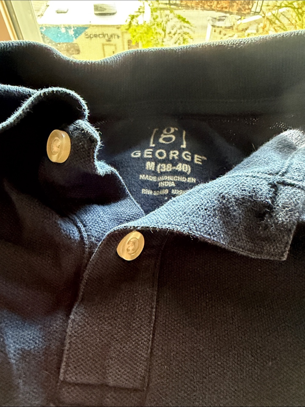 George Men's Dark Navy Polo Shirt with Buttons